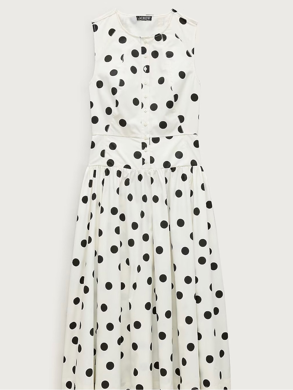 NWT J.Crew Button-front Dress in Dot-print Cotton Poplin - Ivory & Black - Picture 4 of 7